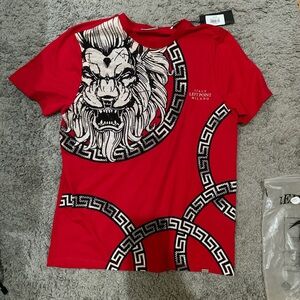 Red Graphic Lion T-Shirt
